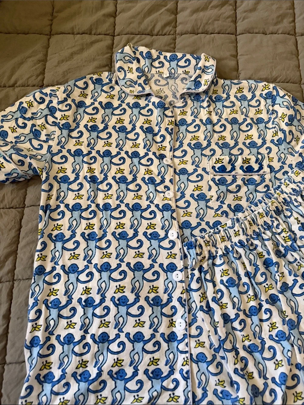 Roller Rabbit kids Blue Monkey Print Pajama Set - smoke/pet free home